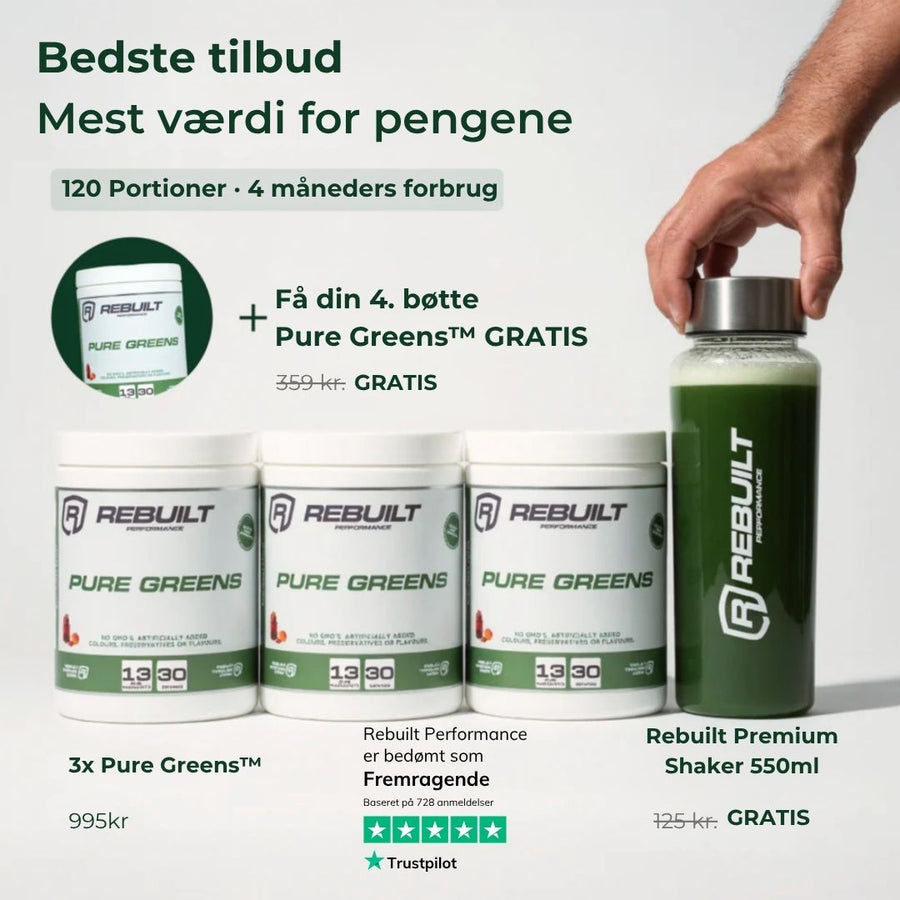 Køb 3 få 4 greens + gratis shaker