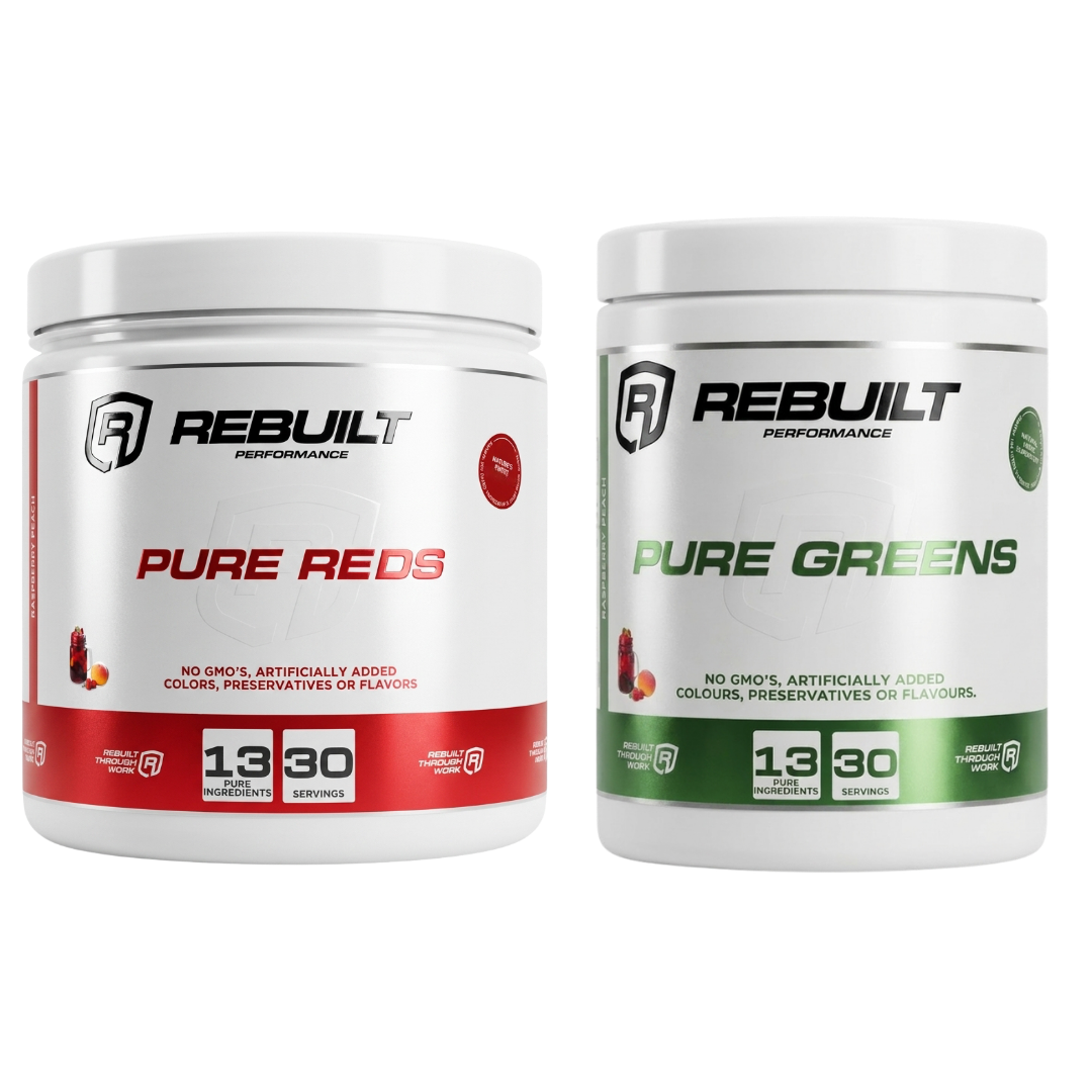 2 Pure Greens + 2 Pure Reds + Gratis shaker